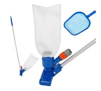 Relaxdays Set limpieza piscinas 3 piezas azul,naranja,plata