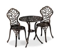 Relaxdays Set mesa y sillas jardín diseño antiguo marrón