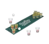 Relaxdays Set mini beer pong blanco,verde oscuro,transparente
