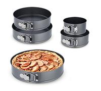 Relaxdays Set Moldes Bizcocho, 5 Bizcocheras Redondas, 14/18/24/26/28 cm Ø, Acero Inoxidable, Antiadherentes, Antracita