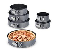 Relaxdays Set Moldes Bizcocho, 6 Bizcocheras Redondas, 14/18/20/24/26/28 cm, Acero Inoxidable, Antiadherentes, Antracita