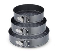 Relaxdays Set Moldes de Bizcocho, 3 Bizcocheras Redondas, 24/26/28 cm Ø, Acero Inoxidable, Antiadherentes, Antracita
