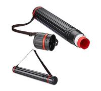 Relaxdays Set of 2 Extendable 2 Portaplanos Extensibles hasta A0, Tubos Guardar Títulos, Planos y Pósteres, 64-107cm, Plástico, Negro/Rojo