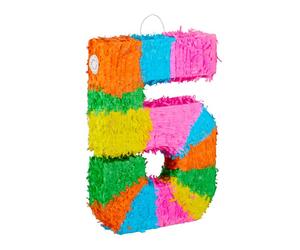 Relaxdays Set piñata cumpleaños número 5 amarillo,verde,naranja