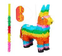 Relaxdays Set piñata de cumpleaños llama 2 azul,verde,naranja