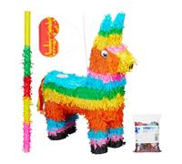 Relaxdays Set piñata de cumpleaños llama grande amarillo,verde,naranja