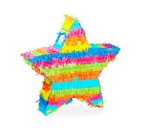 Relaxdays Set piñata estrella arcoiris azul,amarillo,fucsia