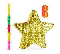 Relaxdays Set piñata infantil estrella dorada amarillo,oro,naranja