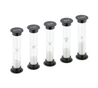 Relaxdays Set Relojes Arena, 5 Tiempos, 30 seg, 1, 3, 5, y 10 min, Temporizadores Infantiles, 9 x 2,5 cm, Blanco/Negro