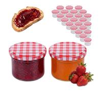 Relaxdays Set tarros de conserva 220 ml Twist Off blanco,rojo,transparente
