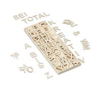 Relaxdays Set Letras de Madera, 162 Piezas, Mayúsculas A-Z 3 cm de Alto, Letritas para Manualidades, Alfabeto, Natural