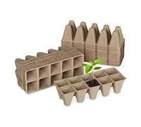 Relaxdays Set24 Semilleros, Biodegradables, Bandejas Semillas Cuadradas para 240 Plántulas, Papel, 5,5x22x8,5cm, Natural
