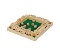 Relaxdays Shut The Box de 10 Fichas, Juego de Mesa, 4 Jugadores, 8 Dados, Madera, 1 Ud, 3 x 22 x 22 cm, Marrón-Verde, Color (10023513)