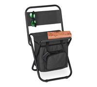 Relaxdays Silla camping negra con respaldo negro