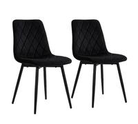 Relaxdays Silla Comedor, Pack de 2, Terciopelo, Patas Metal, 120 kg, Negra