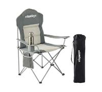 Relaxdays Silla de Camping Plegable, Bolsa de Transporte, Soporte para Bebidas, 160 kg, Silla Plegable Acolchada, poliéster, Metal, Gris