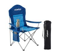 Relaxdays Silla de Camping Plegable, Bolsa de Transporte, Soporte para Bebidas, 160 kg, Silla Plegable Acolchada, poliéster, Metal, Color Azul