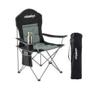 Relaxdays Silla de Camping Plegable, Bolsa de Transporte, Soporte para Bebidas, 160 kg, Silla Plegable Acolchada, poliéster, Metal, Color Negro