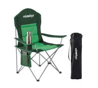 Relaxdays Silla de Camping Plegable, Bolsa de Transporte, Soporte para Bebidas, 160 kg, Silla Plegable Acolchada, poliéster, Metal, Verde