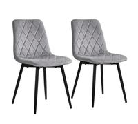 Relaxdays Silla de Comedor, Set de 2, Terciopelo, Patas Metal, 120 kg, Gris