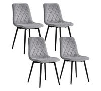 Relaxdays Silla de Comedor, Set de 4, Terciopelo, Patas Metal, 120 kg, Gris