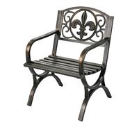 Relaxdays Silla de jardín, reposabrazos, Extra Ancha, Metal, sillón Antiguo, HBT: 85,5 x 60 x 56 cm, Negro/Bronce