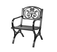 Relaxdays Silla de jardín, reposabrazos, Extra Ancha, Metal, sillón Vintage, HBT: 85,5 x 60 x 56 cm, Negro