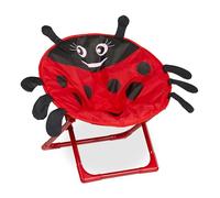 Relaxdays Silla Infantil Plegable, Mariquita, 47x50x48 cm, Asiento Niños Exterior/Interior, Sillón, Peques, Multicolor, 40% Hierro 10% plástico 50% poliéster, Coccinela