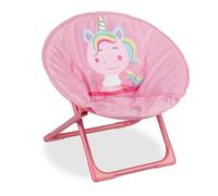 Relaxdays Silla de Acampada Infantil, Unicornio, Plegable, Unisex, Interior & Exterior, Asiento para niños, 1 Ud., Rosa
