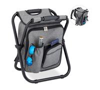 Relaxdays Silla mochila de camping plegable negro,gris