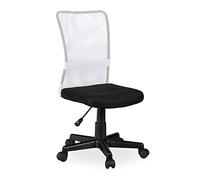 Relaxdays Silla Oficina Ergonómica Regulable, Hasta 90 kg, Giratoria, Nailon-Tela-Plástico, 102 x 55 x 55 cm, Blanco