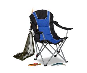 Relaxdays Silla plegable camping acolchada azul,negro,plata