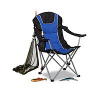 Relaxdays Silla Plegable Camping con Respaldo Acolchado Ajustable, Poliéster, Azul y Negro, 108 x 90 x 72 cm