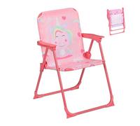 Relaxdays Silla plegable infantil con estampado amarillo,azul claro,fucsia