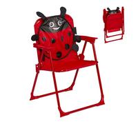 Relaxdays Silla Infantil Plegable, Sillita Camping con Estampado Mariquita, 51,5x36x37,5 cm, Asiento Pícnic, Multicolor