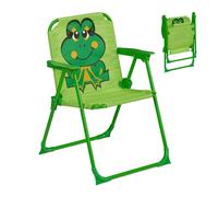 Relaxdays Silla Infantil Plegable, Sillita Camping con Estampado Rana, 51,5x36x37,5 cm, Asiento Pícnic, Multicolor