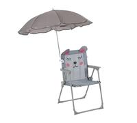 Relaxdays Silla plegable infantil con parasol antracita,fucsia,gris