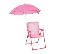 Relaxdays Silla plegable infantil con parasol fucsia,rojo