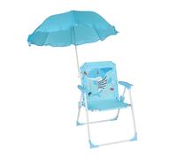 Relaxdays Silla Plegable Infantil con sombrilla, Motivo tiburón, 51,5x36x37,5 cm, Colorida para Exterior