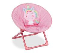 Relaxdays Silla de Acampada Infantil, Unicornio, Plegable, Unisex, Interior & Exterior, Asiento para niños, 1 Ud, Rosa, Poliéster, 1 Unidad