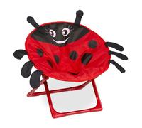 Relaxdays Silla plegable redonda para niños blanco,rojo,negro