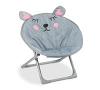 Relaxdays Silla de Acampada Infantil, Ratón, Plegable, Unisex, Interior & Exterior, 51,5 x 51 x 48 cm, 1 Ud, Gris, Poliéster