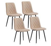 Relaxdays Sillas Comedor, 4 uds, Terciopelo, Patas Metal, 120 kg, Beige | Salón y cocina, silla de cocina tapizada