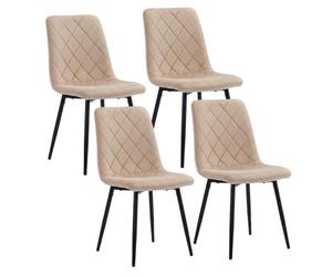 Relaxdays Sillas comedor, 4 uds, terciopelo, patas metal, 120 kg, beige | Salón y cocina, silla de cocina tapizada