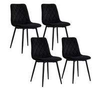 Relaxdays Sillas Comedor, Set 4, Terciopelo, Patas Metal, 120 kg, Negro | Salón y cocina, silla de cocina tapizada