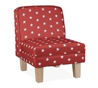 Relaxdays Sillón Infantil Estampado Estrellas, Niños, Minibutaca Habitación Juegos, 60 x 45 x 52 cm, Color Rojo