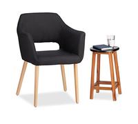 Relaxdays Sillón Vintage Individual, Tela-Madera, Negro, 84 x 62 x 56 cm