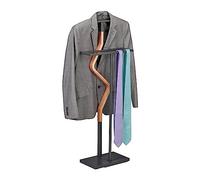 Relaxdays Sirviente Galán Noche Traje y Vestido, Colgador Percha, Mozo Ropa, 107 x 47,5 x 20 cm, Acero y MDF, Antracita y Natural, 107 x 47.5 x 20 cm