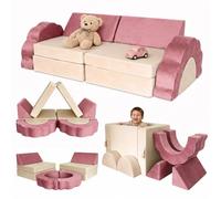 Relaxdays sofá Infantil Modular de 10 pzs. Bloques de Espuma Suaves, Rosa