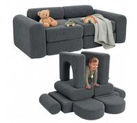 Relaxdays Sofá Modular Infantil, 10 pzas., Bloques Suaves, 32 x 108 x 50 cm